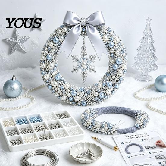 Feiertags basteln Projekte DIY Weihnachts Perlenkranz Set, Handgemachte Perlen Tür Dekoration, Perlen Girlande für Dekor Wandbehang Elegantes Bastelprojekt