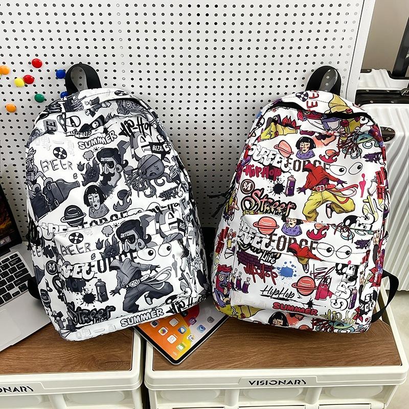 Schoolbag1011 new Japanese graffiti backpack women's large-capacity student schoolbag Korean version trendy versatile campus double backpack