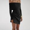 Fall Women's Dress Socialite Style One Line Shoulder Mesh Sexy Mini Short Dress