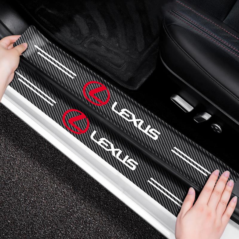 4Pcs Carbon Fiber Anti Scratch Scuff Pedal Car Door Sill Protector Stickers For Lexus RX330 IS250 ES300h UX GX470 LX570 LS430