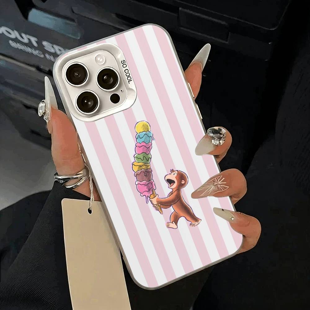 C-Curious- G-George the Monkey Phone Case For IPhone 17 Air 16 15 14 13 12 11 Pro Max White Sliver Hard Cover