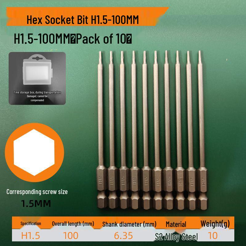 S2 Strong Magnetic Hex Socket Bit - High Strength, Shock Resistant for Hand Drills and Electric Screwdrivers
