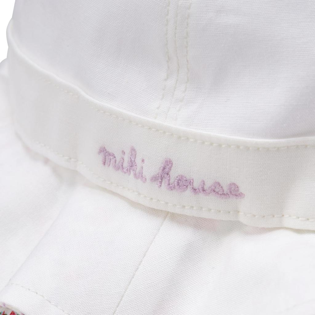 [Miki House] Hat, UV Protection, with Sunshade, 100% Cotton, with Elastic, for Girls, Baby, Kids, Children's Clothing, 12-9103-145 SS (46-48cm), White