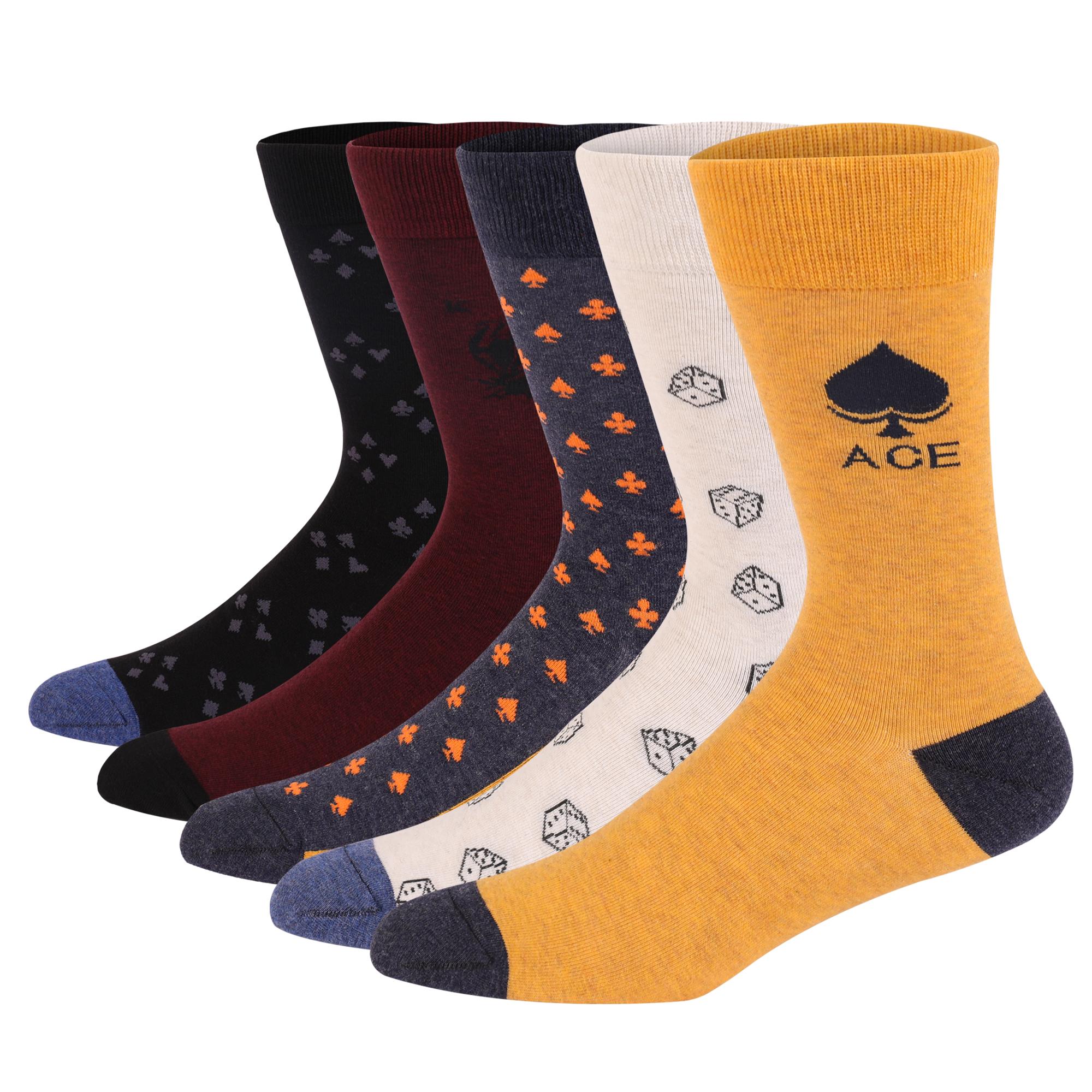 

5 пар мужских забавных носков для платья с узором, набор смешных носков, разноцветные полосатые носки из гребенного хлопка, оригинальные носки, крутые дышащие повседневные носки US(8-13.5)EUR(41-48)