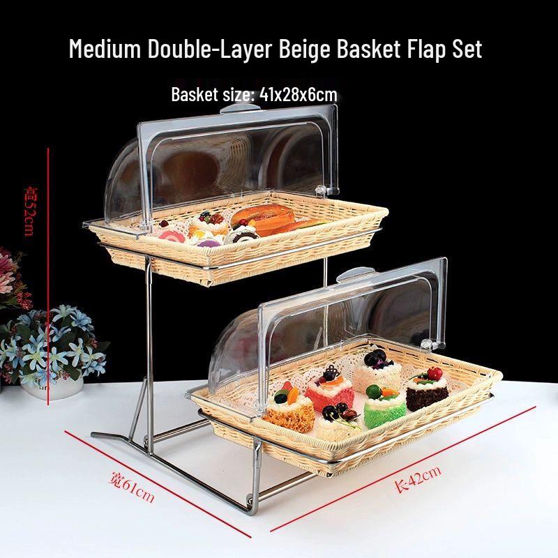 European Style Imitation Rattan Double-Layer Serving Tray with Lid