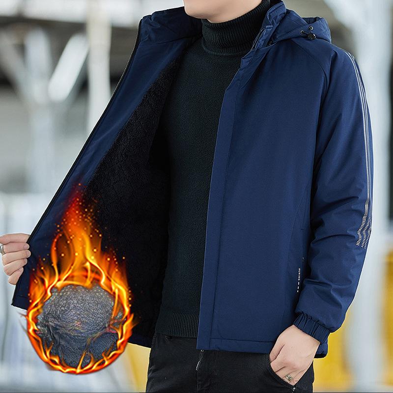 Men's Jacket Cold-proof Removable Hat Autumn and Winter Jacket Warm Loose Jacket