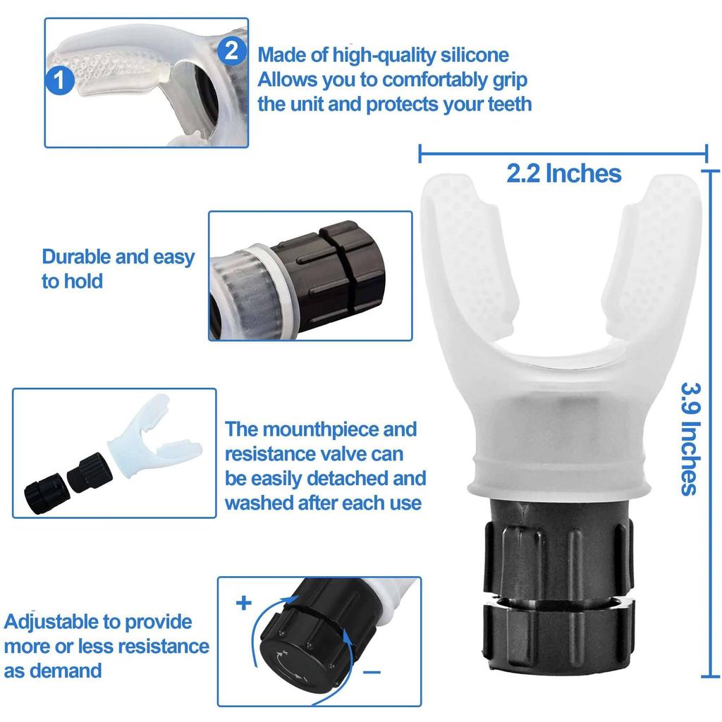 Breathing Trainer Flexer Durable Fiess Exerciser Increases Lung Capacity Adjustable Levels Respiratory Deep Breath