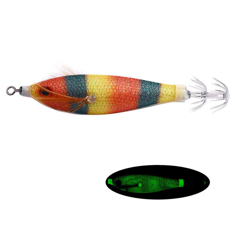 1/5/10Pcs Horizontal Squid Jigs Luminous Cuttlefish Lure Plated Jigging Baits Sea Fishing Artificial Shrimp Hook