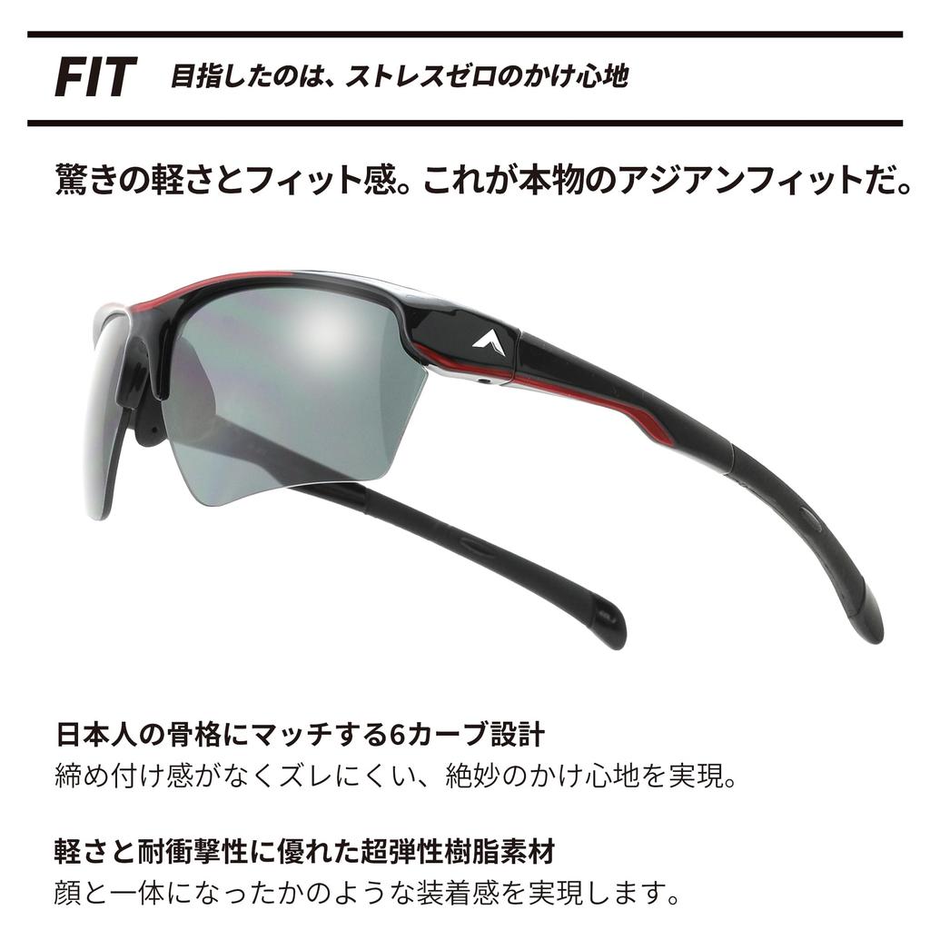 Polarized Sunglasses for Sports Golf Running Baseball UV Protection Smoke [Afit] Men's AF-802PSM-C2 Black/Red (Polarized Lenses)