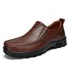 Men's Large Size Leather Loafers - Outdoor, Casual, Slip-On, Spring Low-Top Dad Shoes