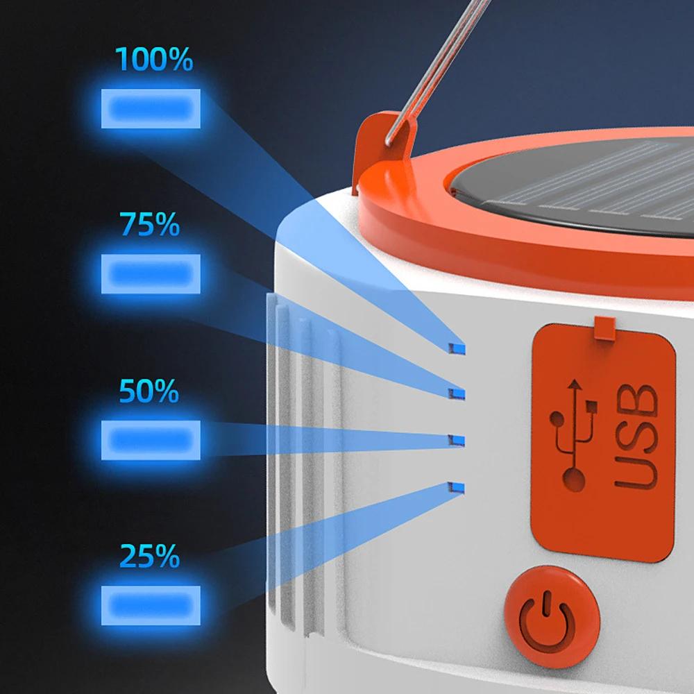 Tragbare Laterne USB Solar Mobiles Licht mit 24 Lampenperlen für Outdoor-Camping, Notstromversorgung, Tragbares Licht Weiß