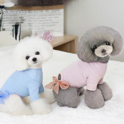 Autumn and Winter New Dog Clothes Cute Ribbon Bow Sweater Small Dog Teddy Cat Pet Clothing Puppy Clothes Puppy Sweater
