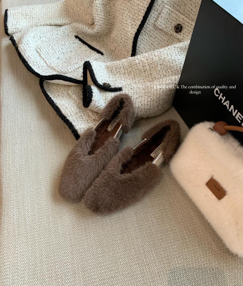 Интернет-знаменитости популярные норковые волосатые туфли женские носят теплую обувь осенью и зимой 35