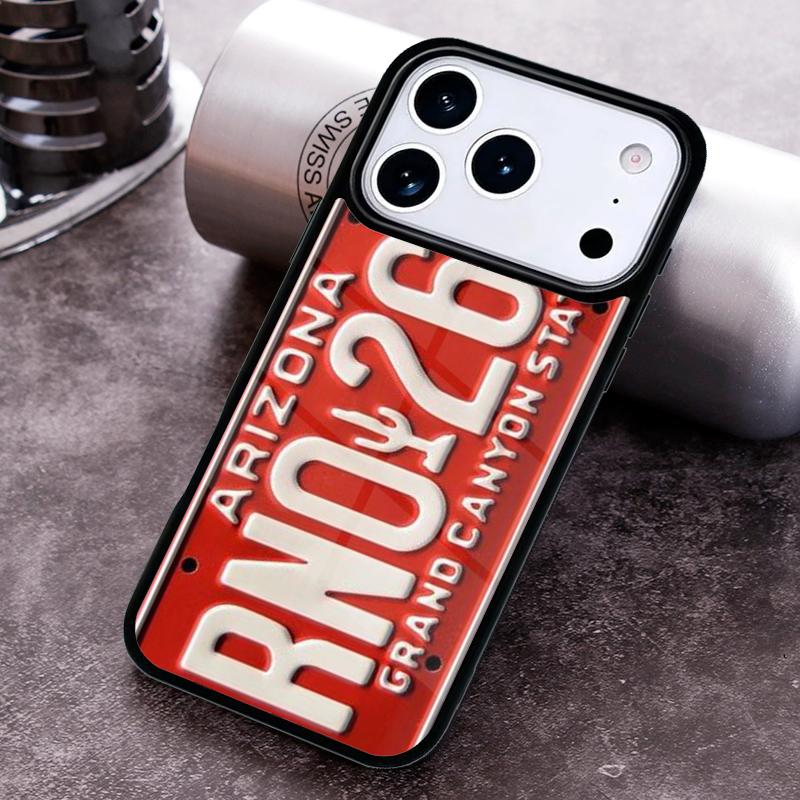 Retro Funny License Plate Number Phone Case for iPhone 17 16 15 Pro Max Air 14 13 12 11 Plus Shockproof Capa Cover