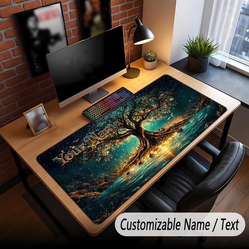 Tree of Life Theme Custom Mouse Pad Personalized With Name Text Customized Desk Mat For Office Home Decor