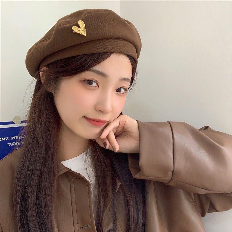 Love Beret Women's Winter New Fashion Show Face Small Casual Octagonal Hat Retro Temperament Painter Hat
