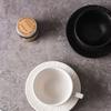 Felsmuster Keramik Latte Kaffeetasse Zarte Nachmittagstee Tasse Schwarz-Weiß Tassenset mit Runder Untertasse