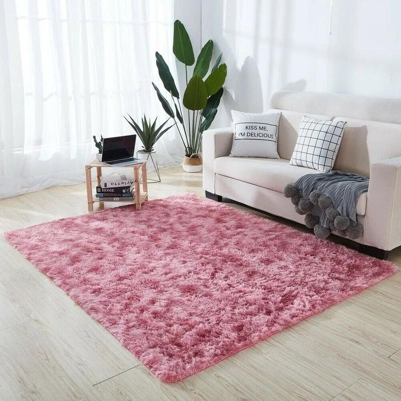 Rainbow Colorful Carpet Fluffy Rugs Tie Dyeing Soft Plush Shag Area Rug Anti-Slip Carpets For Living Room Bedroom Floor Mats