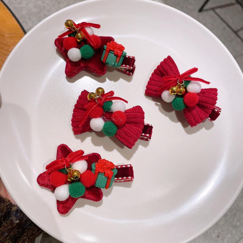Christmas Fluffy Bow Hair Clip - Red Velvet Festival Decoration