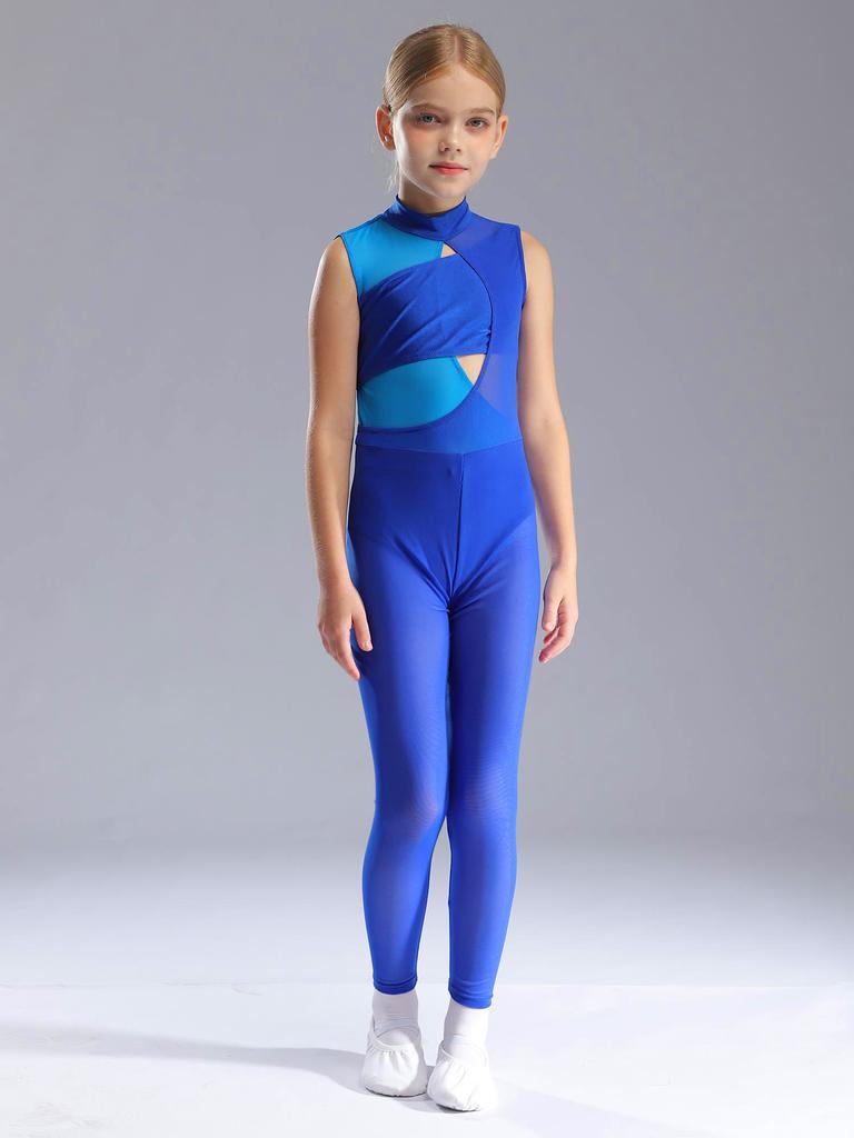 Girls Figure Skating Dress Ballet Latin Dance Leotard Kids Cut Out Rhythmic Gymnastics Acrobatics Athletics Unitard