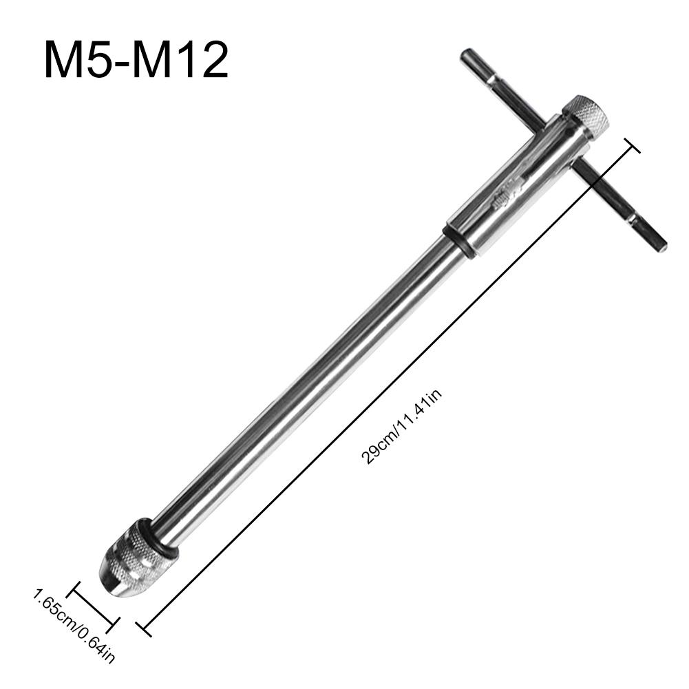 Adjustable Silver T-Handle Ratchet Tap Wrench Reamer Hand Manual Holder Wrench Metric M3-M8 M5-M12 Tap Wrench Hand Tapping Tools