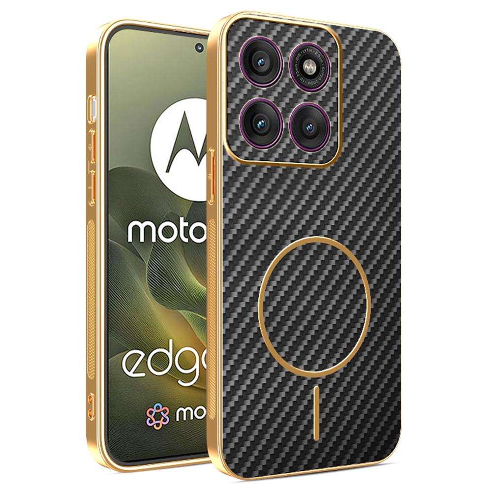 For Motorola Edge 70 5G Case Carbon Fiber Textured Electroplated TPU Phone Back Cover