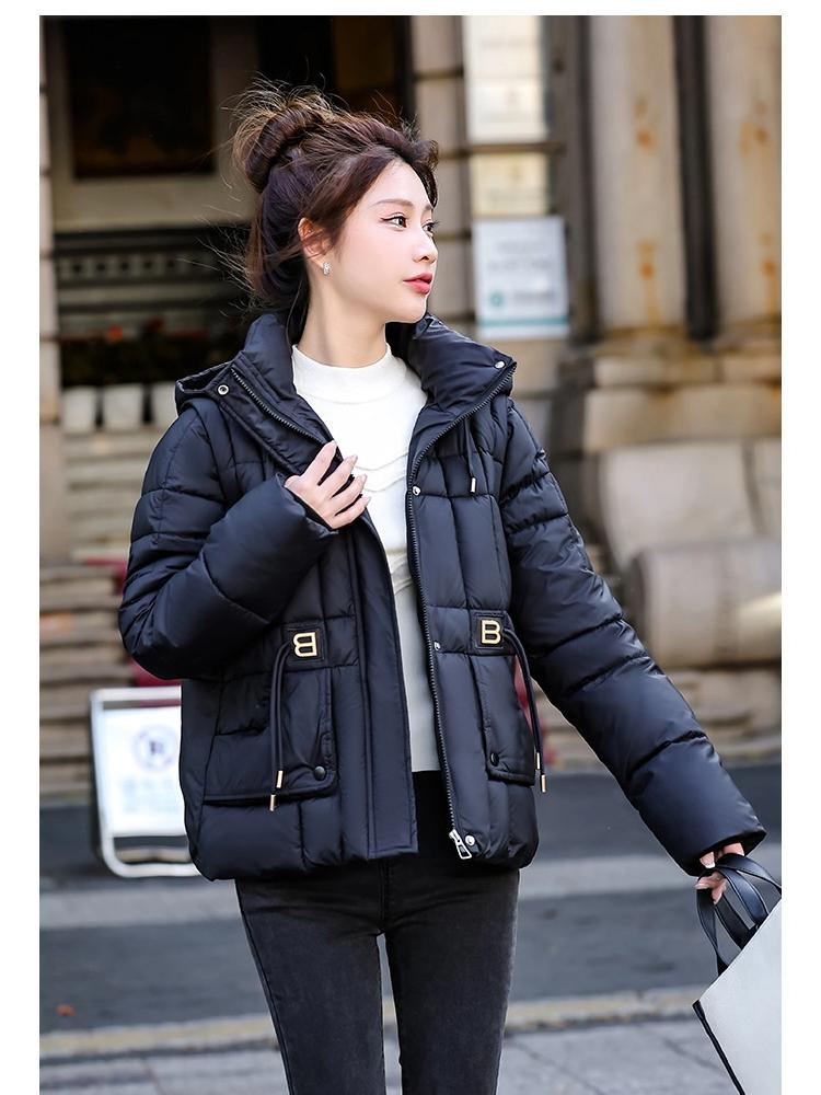 Women's Short Hooded Detachable Sleeves Cotton-padded Jacket