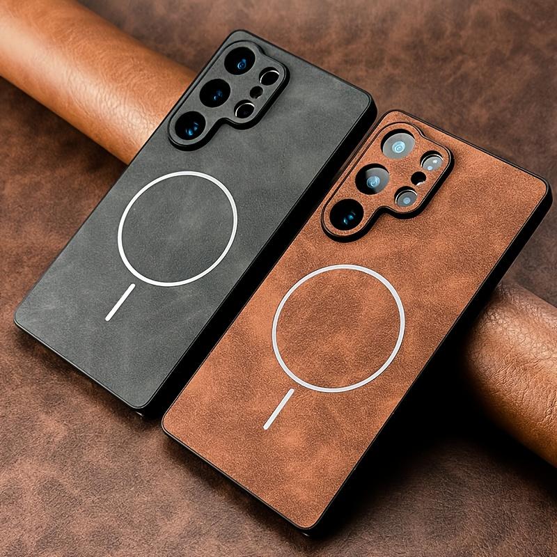 Leather Magnetic Phone Case for Samsung Galaxy S26 Ultra S25 S24 Plus S23 S22 S21 FE for Magsafe Lens Protection Cover