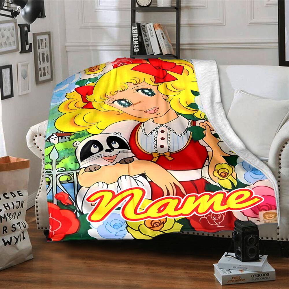 Customiz Name Personality Candy Candy (2) Blanket Soft &Warm Sofa Office Bed Travel Lunch Break Blanket, Gift Suitable for All Seasons
