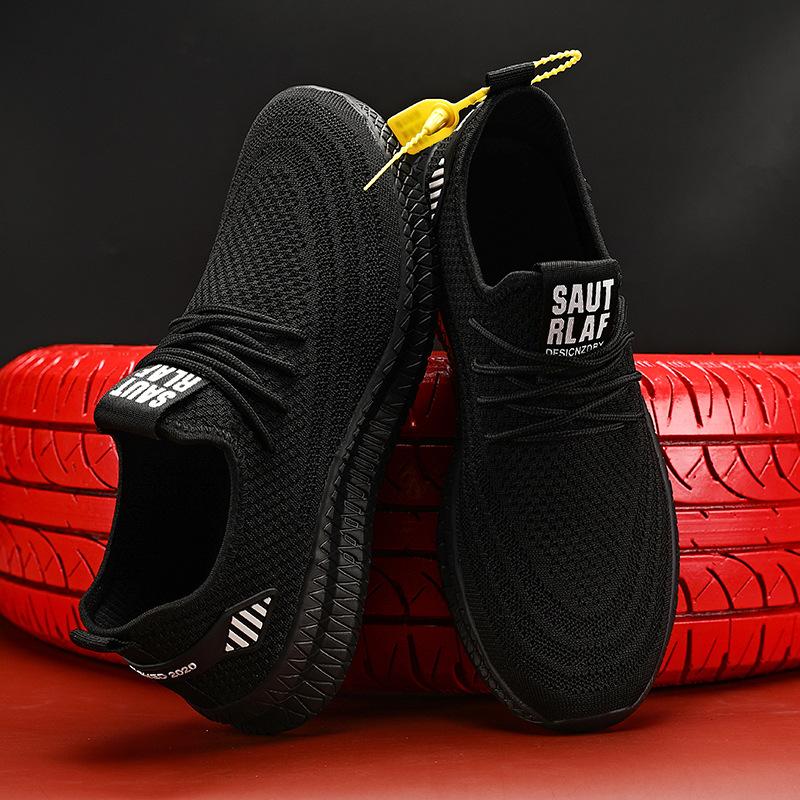 

Men s shoes fly-woven mesh casual sports little white shoes 20252025 foreign trade lightweight trendy shoes men s 46 чёрный