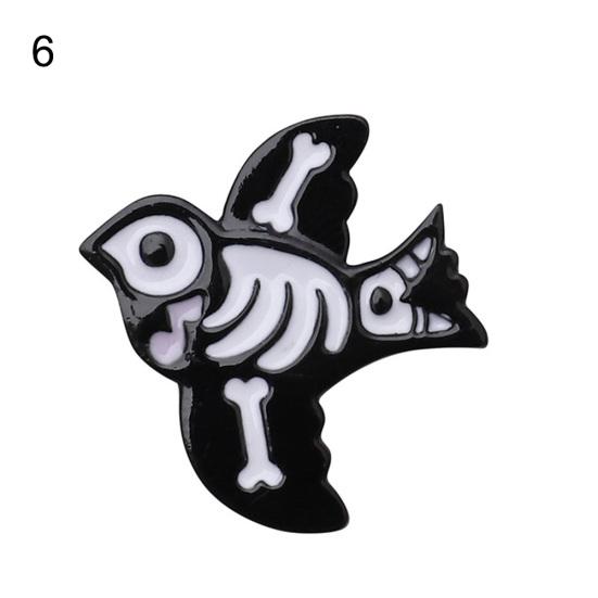 Talos Unisexe Rétro Oiseau Chat Squelette Émail Broche Badge Denim Veste Collier Badge