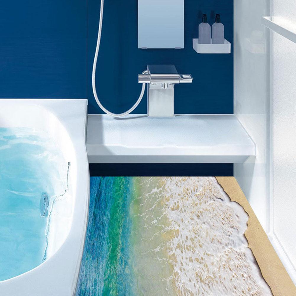 Add A Splash To Your Space With 3D Beach Ocean Floor Stickers Demonstrating Great Adhesive Strength And Durability