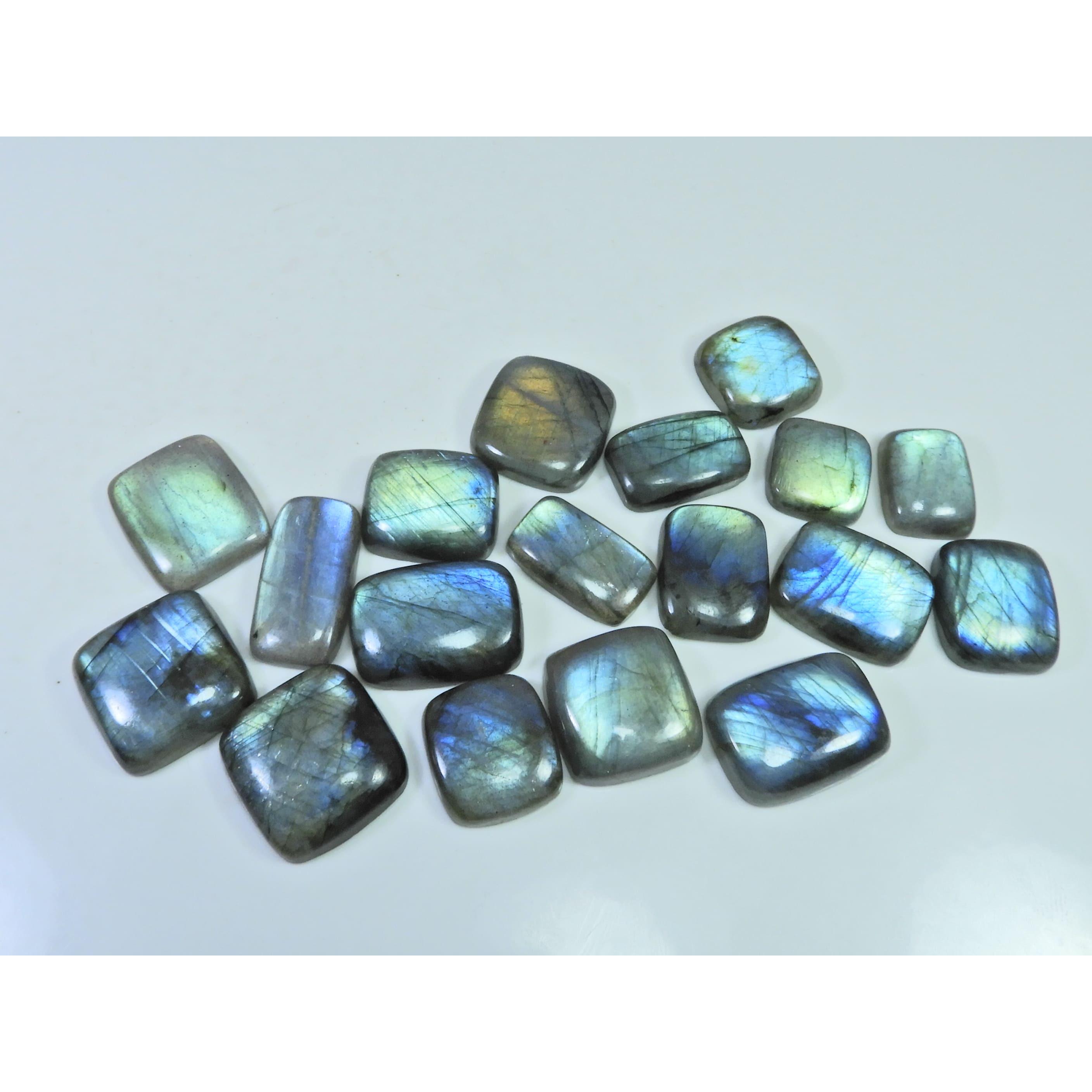 Natural Labradorite Green Multi Fire Octagon Cabochon Gemstone 18 Pcs Lot LL-1110