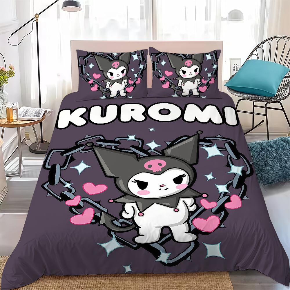 K-Kuromis Cool Cute Duvet Cover Set Home Style Bedding Soft Laundry Cotton Bed 3 Piece Set Student Dormitory Gift