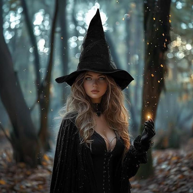 Elegant Witch Hat With Ruched Mesh Design For Halloween And Costume Parties Perfect For Women Cosplay Dressingup