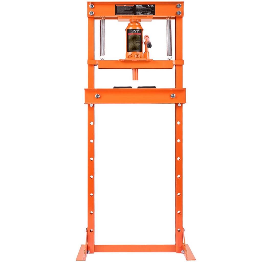 Hydraulic, 12 Ton H-Frame Floor, Stamping Plates, Adjustable Working Table Height for Bending or Straightening Metal, Garages, or Homes Shop Press,