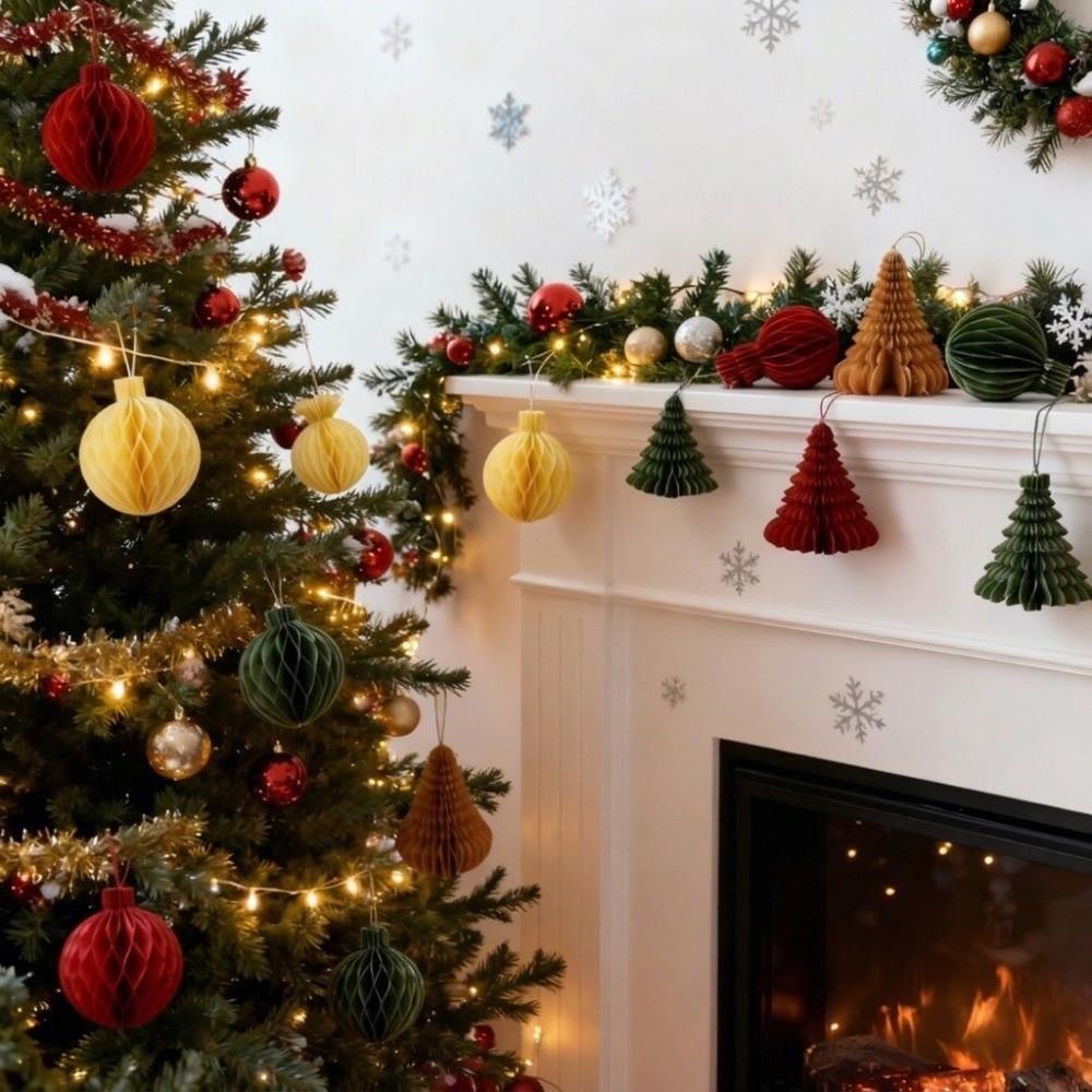 Paper Christmas Tree Honeycomb Ball Solid Color Christmas Tree Decoration  Birthday