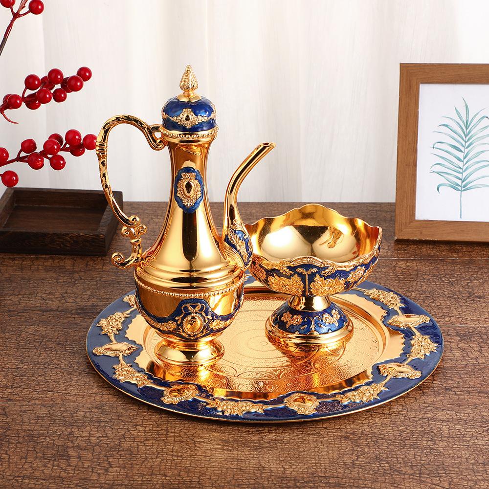 European Light Luxury Metal Wine Jug Wine Glass Set Retro Creative Home Club Decorative Wine Set Exquisite Gifts