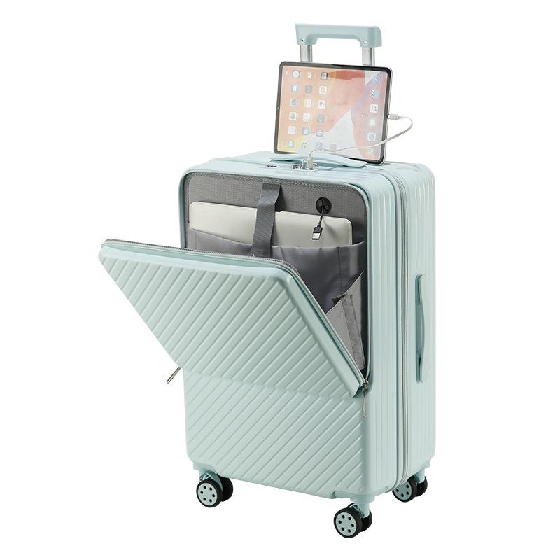 24" Student Suitcase: Stylish, Scratch & Wear-Resistant with Front-Opening, Built-in Cup Holder & Combo Lock