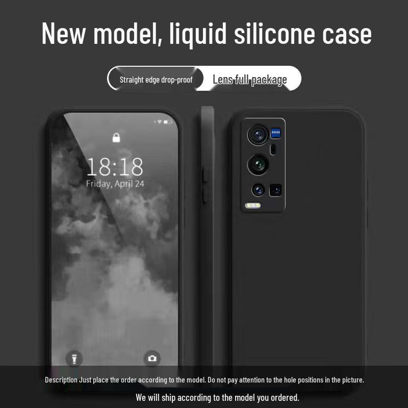 Compatible Vivo X60T Pro+ Liquid Silicone Case: Solid Color, Rubik's Cube Design, All-Inclusive, Drop-Proof, Soft Shell.