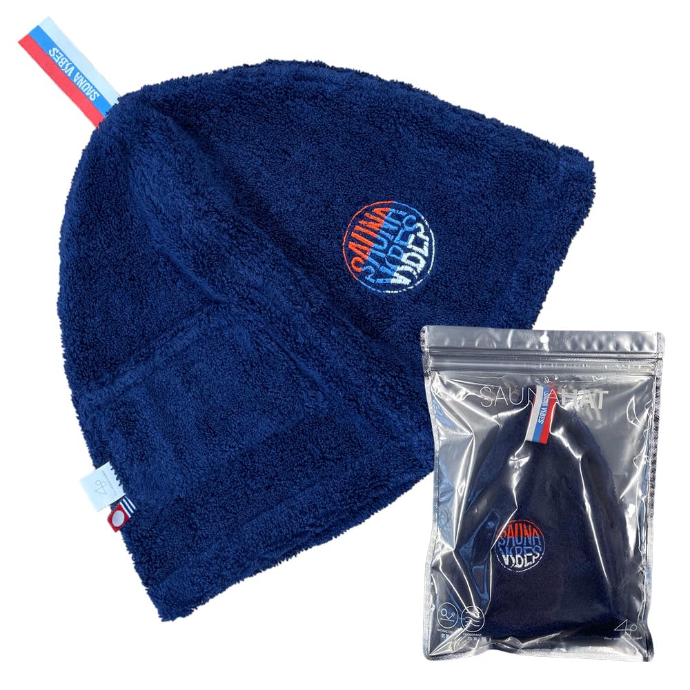 Sauna Hat Goku Premium Super Zero Imabari Towel Brand Certified Made In Japan [SAUNA VIBES] Men's Women's (Navy)