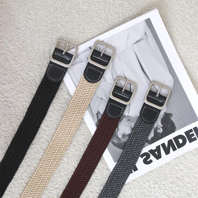 Weaving Waist Belt, Female Ins Style, Student Elastic Elastic Waistband, Trendy Fashion, Versatile Men's Canvas Military Trainin