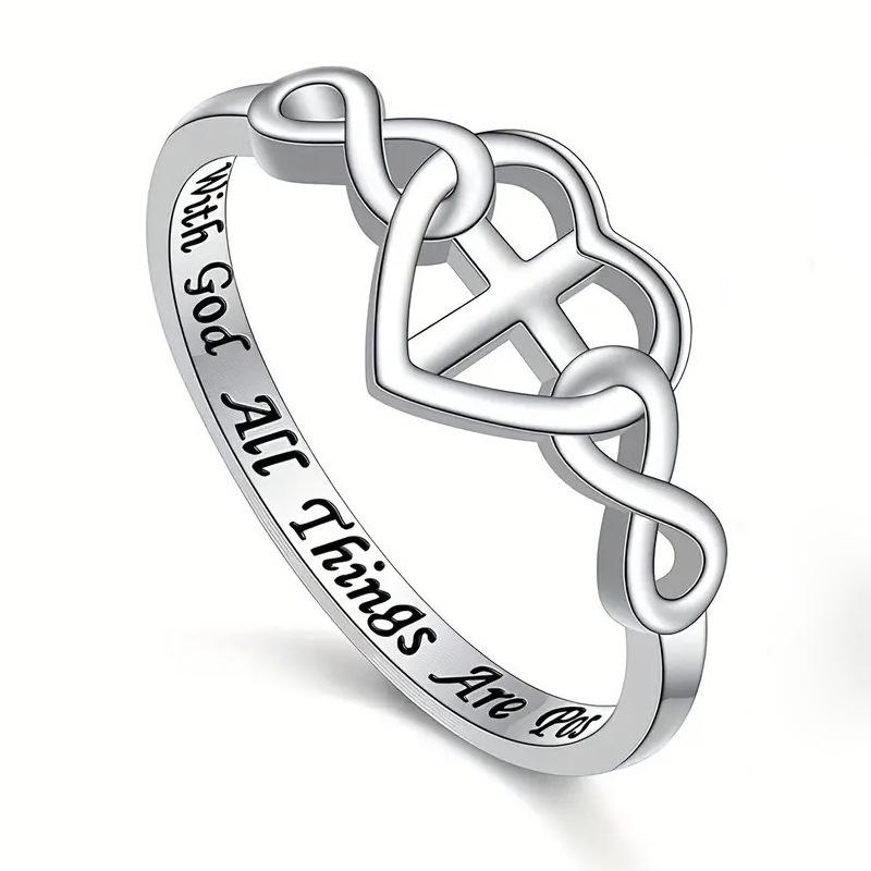 

Infinity Heart-Shaped Inspirational Ring for Men and Women Size 6