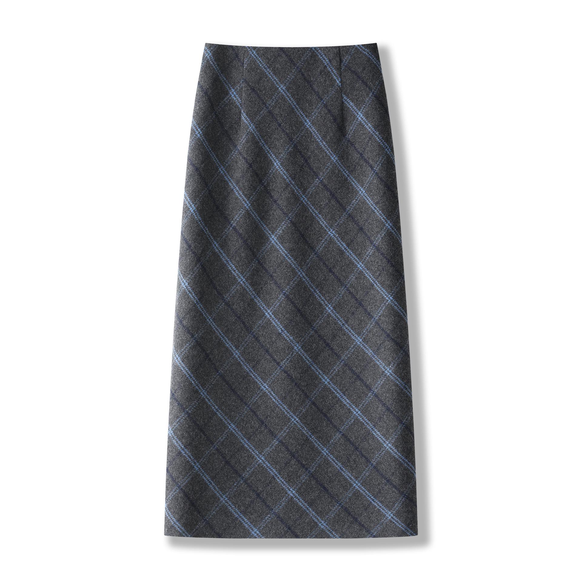 

Elegant Retro Wool Plaid Midi Skirt for Women - Autumn/Winter 2025 Collection 30/2XL (Recommended for 125-135 lbs)