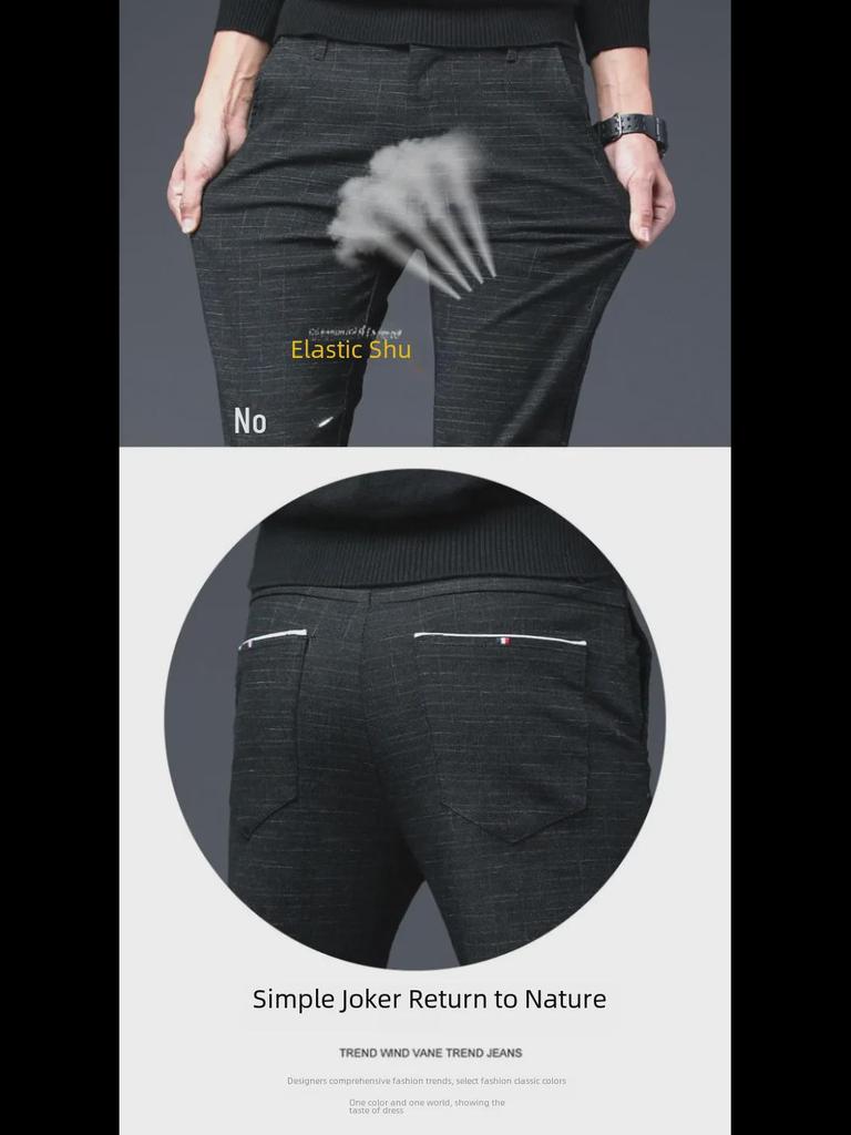 Seiko Heren Plaid Wafel-Dunne Casual Broek - Zwart, Lente/Zomer Broeken