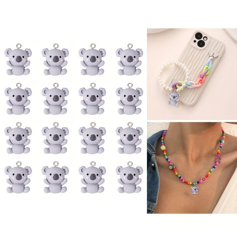 20pcs Blue Grey Koala Pendants Multiporpose Resin Koala Accessories Jewelry Charm For Creative Crafting And Gifts