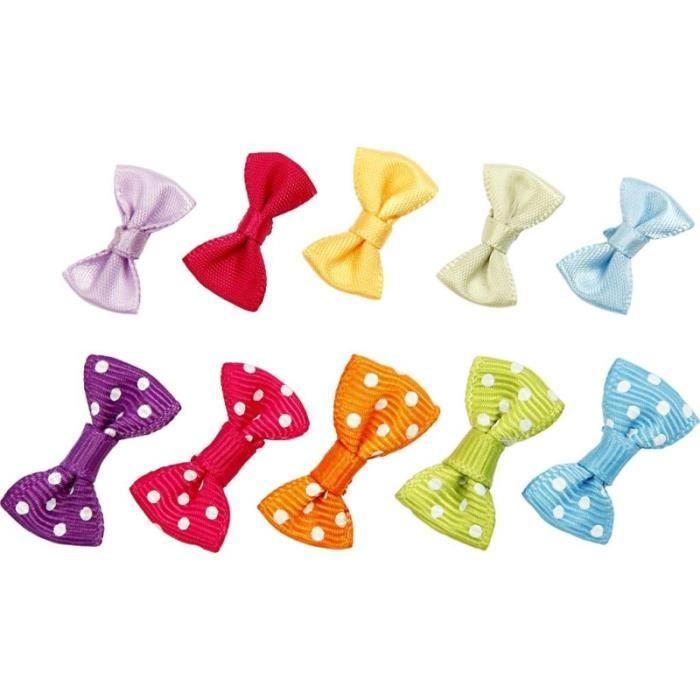 Small Fabric Bow Ties - Plain and White Polka Dots - 20 Pcs