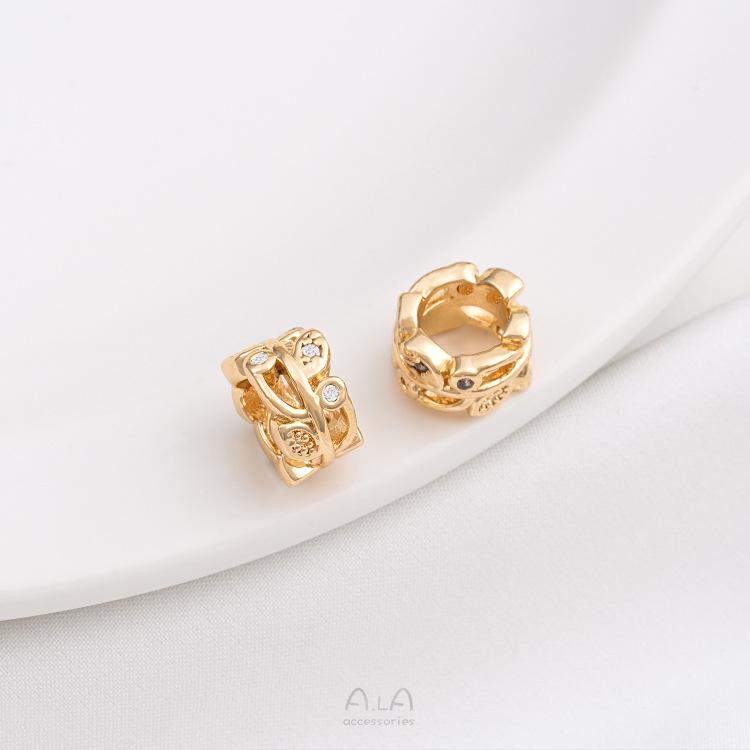 14K Gold-Plated Zircon Spacer Beads for DIY Jewelry