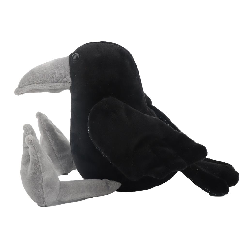 Corvo Nero Peluche 25cm Uccellino Morbido Corvo Nero Giocattolo di Peluche Corvo Realistico Morbido Regalo di Natale per Bambini Amanti degli Uccelli Decorazione per la Casa