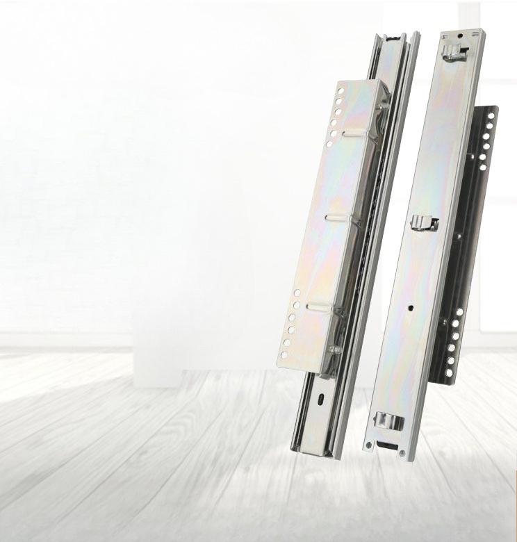 Pull basket track, Kitchen cabinet drawer Buffered slide rail, Bottom and side installation Adjustable width With damping buffer